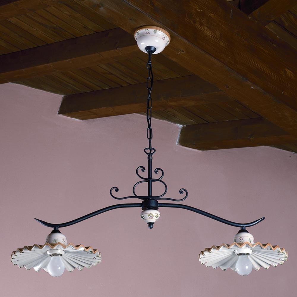 imas etkezo asztal mennyezeti mediterran viragmintas kezzel festett keramia patinazott kovacsoltvas lampa csillar nappali konyha provansz toscana firenze.jpg
